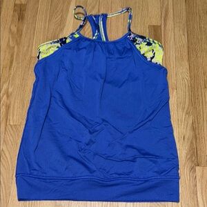 Ivivva by Lululemon Double Dutch Blue Athletic Tank Top with Patterned Straps